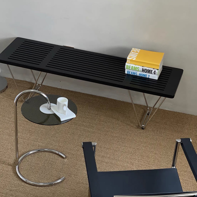 Traditional Vintage Rectangular Plywood Electroplated Iron Shoe Bench For Entryways