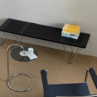 Traditional Vintage Rectangular Plywood Electroplated Iron Shoe Bench For Entryways