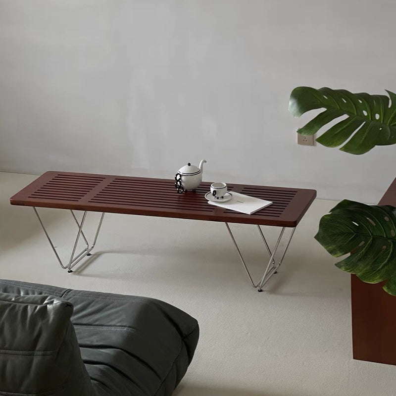Traditional Vintage Rectangular Plywood Electroplated Iron Shoe Bench For Entryways