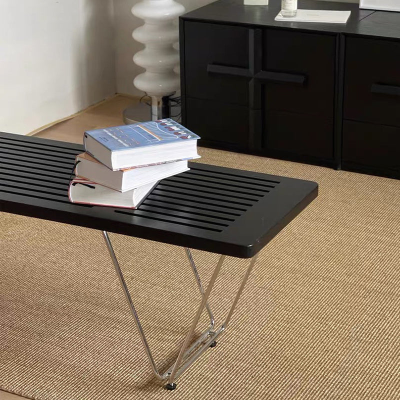 Traditional Vintage Rectangular Plywood Electroplated Iron Shoe Bench For Entryways