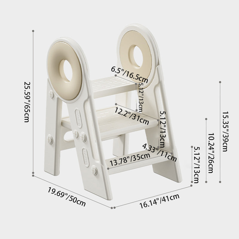 Contemporary Scandinavian Rectangular HDPE Foldable Kids Stool 3-Step For Bedroom & Living Room