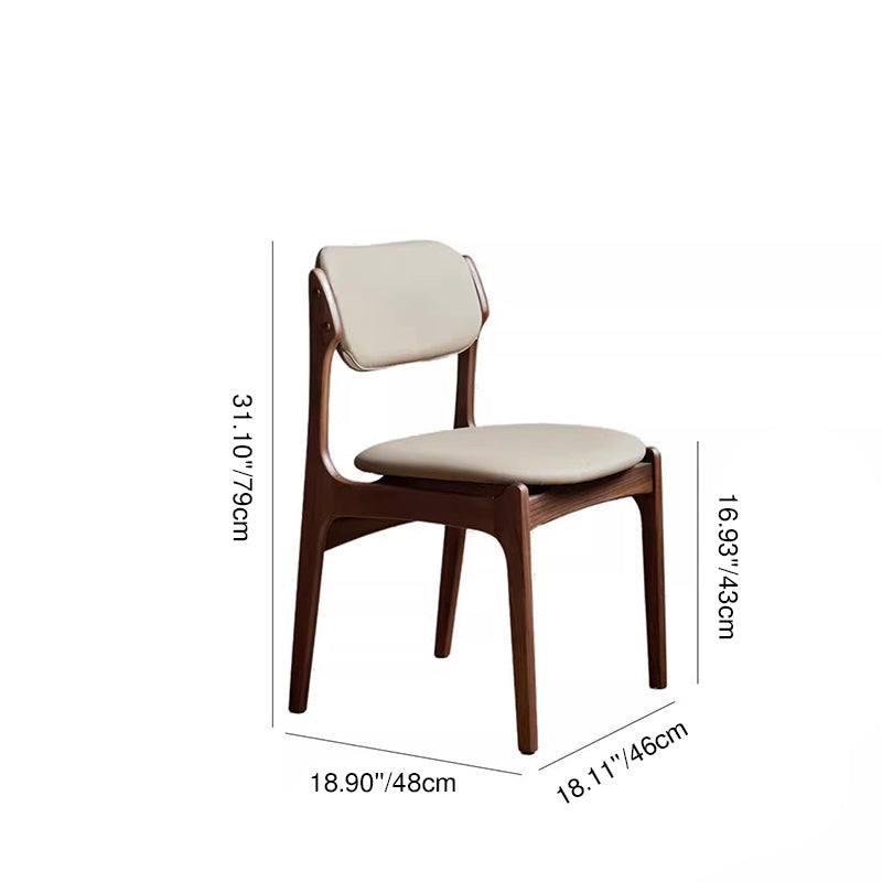 Contemporary Scandinavian Square Solid Wood High-Quality Faux Leather Backrest Dining Chair For Dining Room