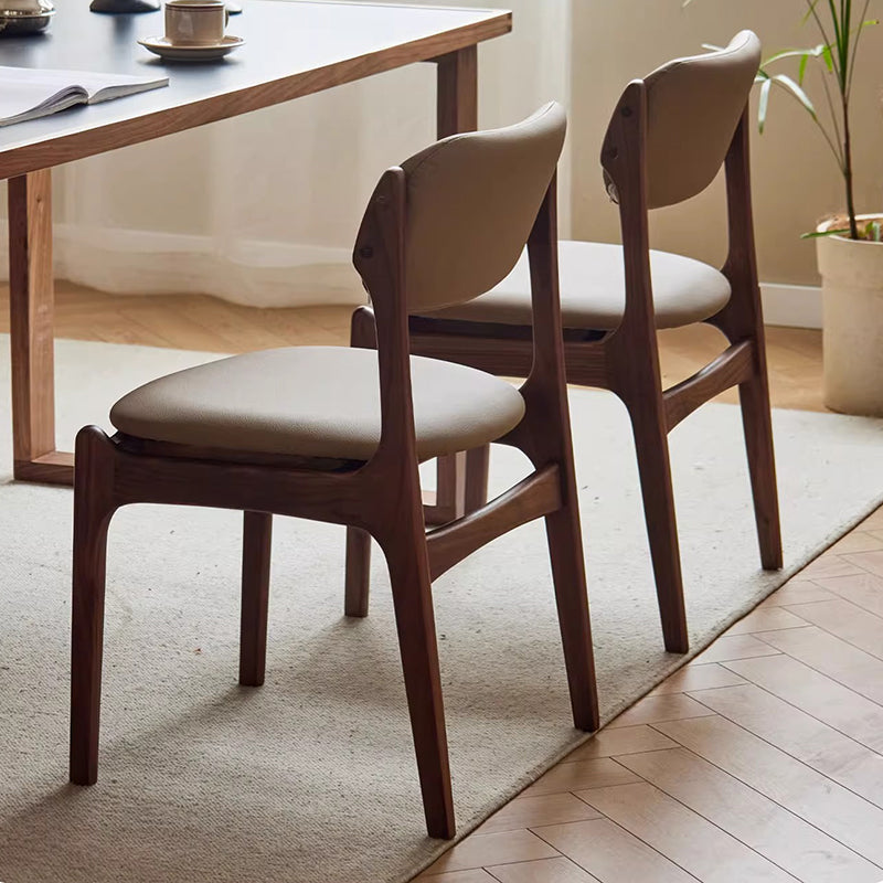 Contemporary Scandinavian Square Solid Wood High-Quality Faux Leather Backrest Dining Chair For Dining Room