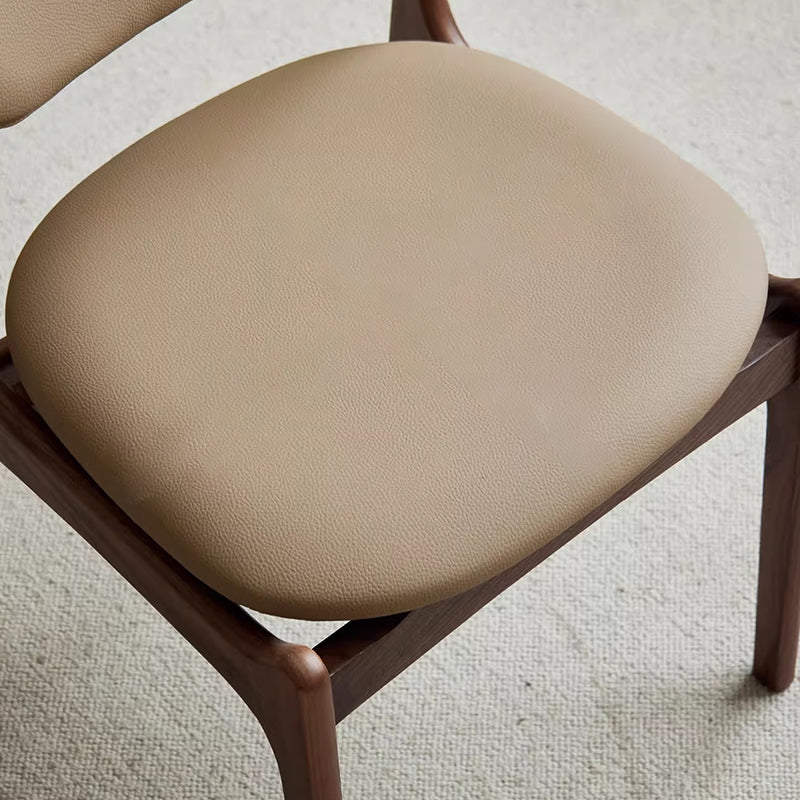 Contemporary Scandinavian Square Solid Wood High-Quality Faux Leather Backrest Dining Chair For Dining Room