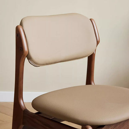 Contemporary Scandinavian Square Solid Wood High-Quality Faux Leather Backrest Dining Chair For Dining Room