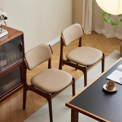Contemporary Scandinavian Square Solid Wood High-Quality Faux Leather Backrest Dining Chair For Dining Room