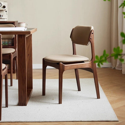 Contemporary Scandinavian Square Solid Wood High-Quality Faux Leather Backrest Dining Chair For Dining Room