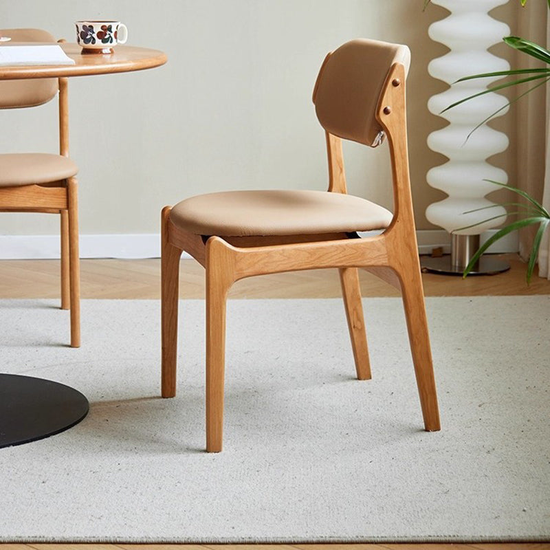 Contemporary Scandinavian Square Solid Wood High-Quality Faux Leather Backrest Dining Chair For Dining Room