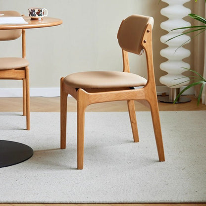 Contemporary Scandinavian Square Solid Wood High-Quality Faux Leather Backrest Dining Chair For Dining Room