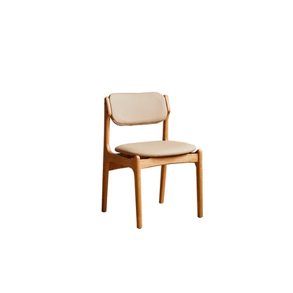Contemporary Scandinavian Square Solid Wood High-Quality Faux Leather Backrest Dining Chair For Dining Room