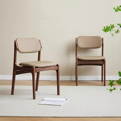Contemporary Scandinavian Square Solid Wood High-Quality Faux Leather Backrest Dining Chair For Dining Room