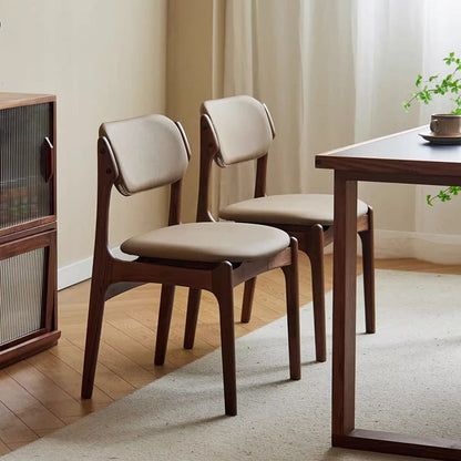 Contemporary Scandinavian Square Solid Wood High-Quality Faux Leather Backrest Dining Chair For Dining Room