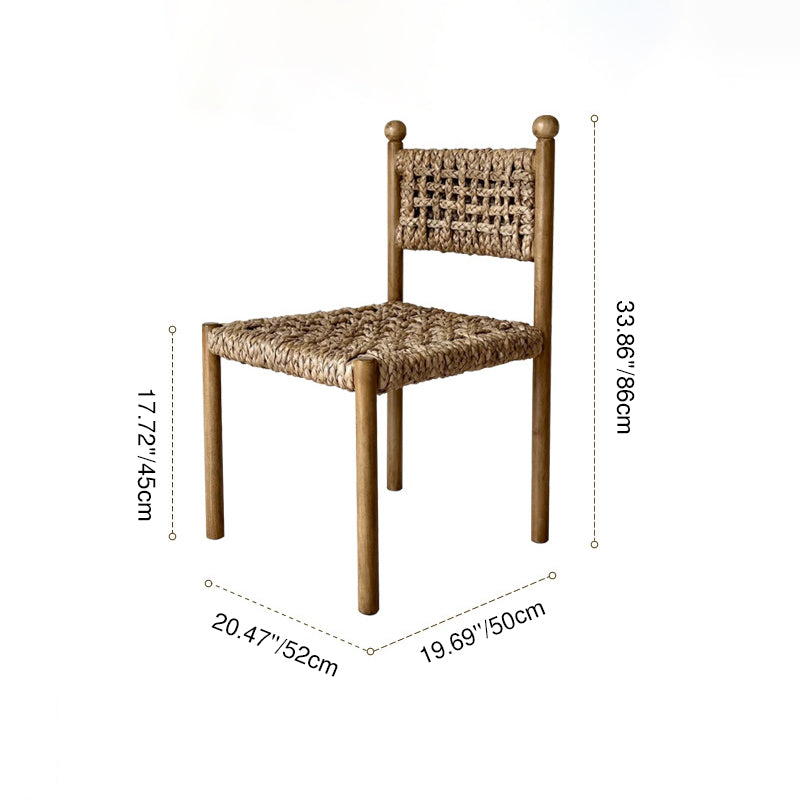 Traditional French Square Ash Wood Solid Wood Rattan Backrest Dining Chair For Dining Room