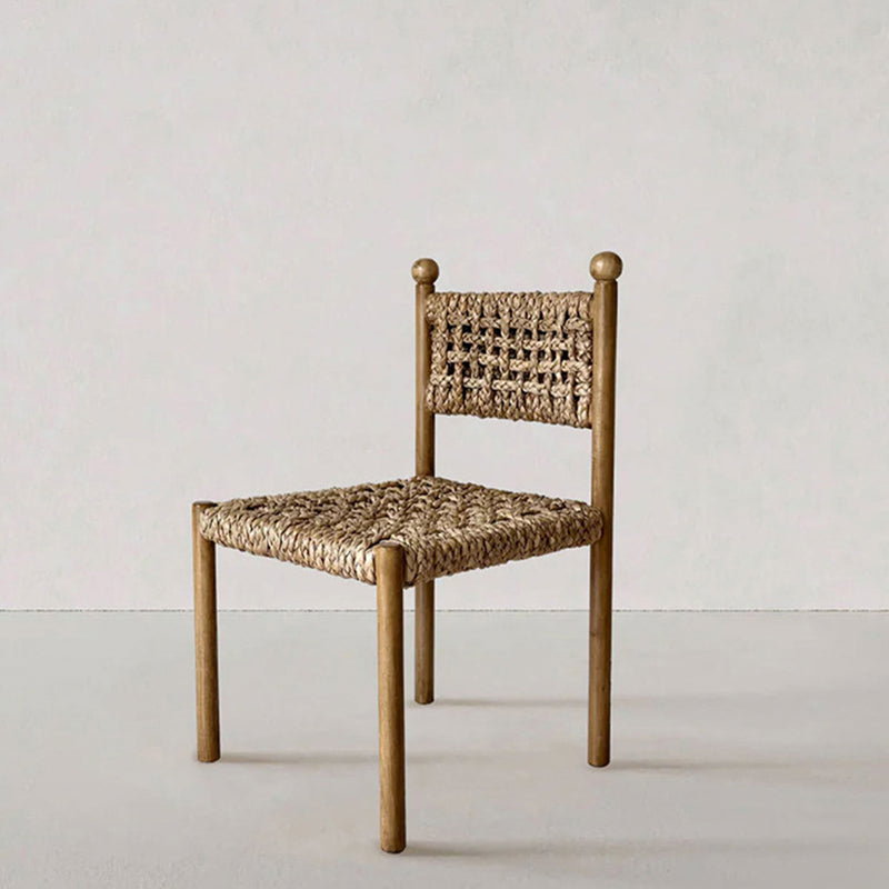 Traditional French Square Ash Wood Solid Wood Rattan Backrest Dining Chair For Dining Room