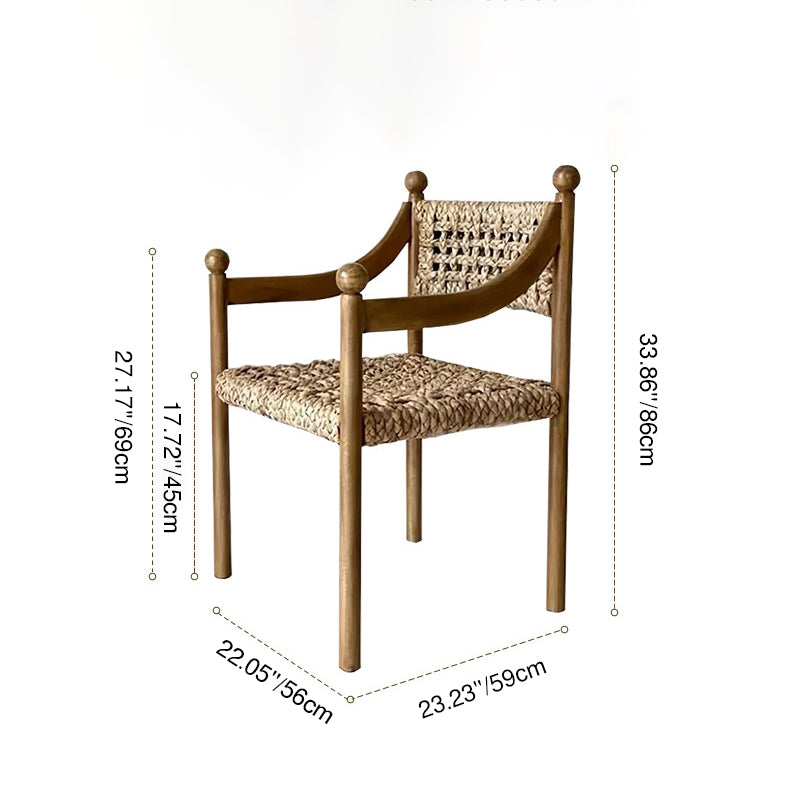 Traditional French Square Ash Wood Solid Wood Rattan Backrest Dining Chair For Dining Room