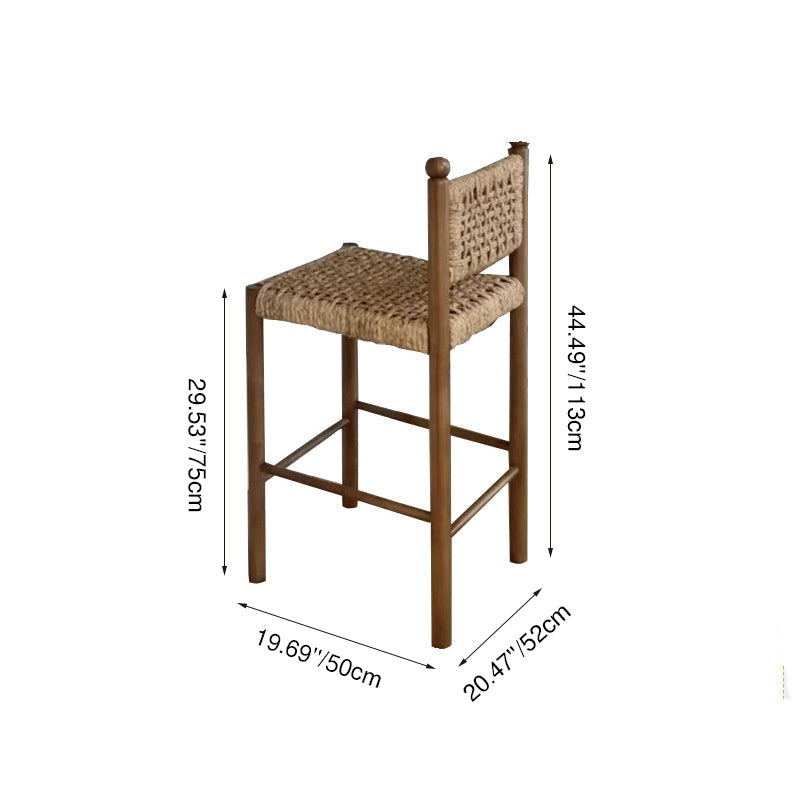 Traditional French Square Ash Wood Solid Wood Rattan Backrest Dining Chair For Dining Room