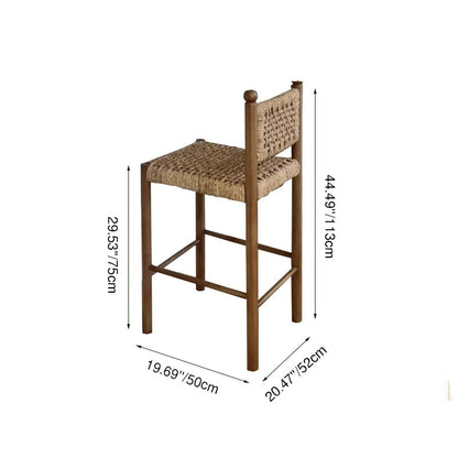 Traditional French Square Ash Wood Solid Wood Rattan Backrest Dining Chair For Dining Room