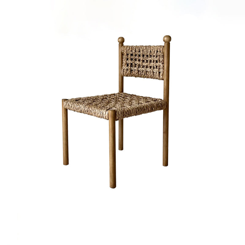 Traditional French Square Ash Wood Solid Wood Rattan Backrest Dining Chair For Dining Room