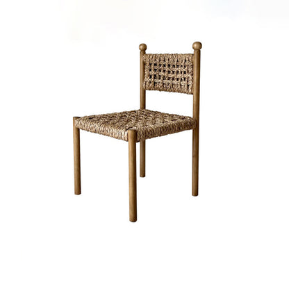 Traditional French Square Ash Wood Solid Wood Rattan Backrest Dining Chair For Dining Room