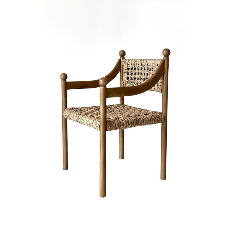 Traditional French Square Ash Wood Solid Wood Rattan Backrest Dining Chair For Dining Room