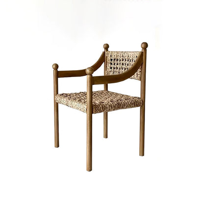 Traditional French Square Ash Wood Solid Wood Rattan Backrest Dining Chair For Dining Room