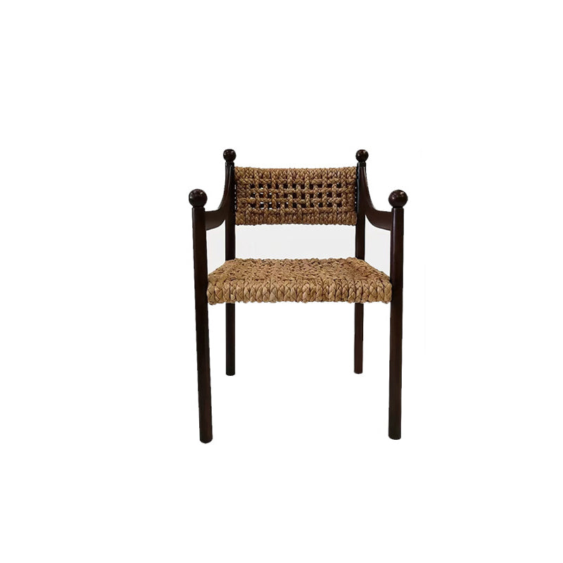 Traditional French Square Ash Wood Solid Wood Rattan Backrest Dining Chair For Dining Room