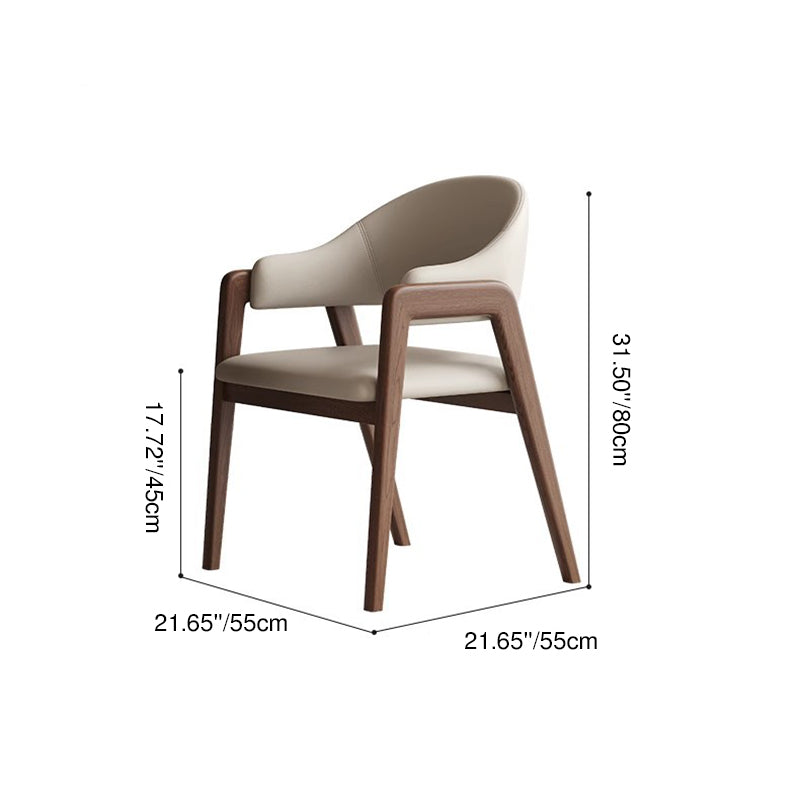 Contemporary Scandinavian Square Ash Wood Solid Wood PU Leather Backrest Armrest Dining Chair For Dining Room