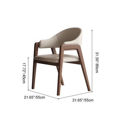 Contemporary Scandinavian Square Ash Wood Solid Wood PU Leather Backrest Armrest Dining Chair For Dining Room