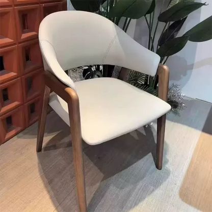 Contemporary Scandinavian Square Ash Wood Solid Wood PU Leather Backrest Armrest Dining Chair For Dining Room