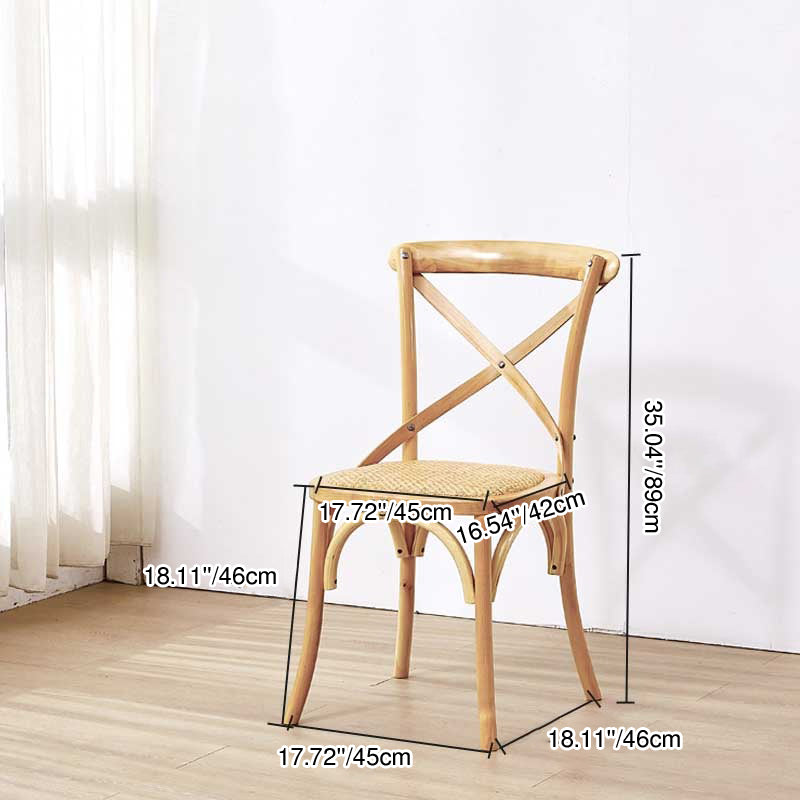Traditional Farmhouse Square Birch Wood Solid Wood Multi-Layer Solid Wood Panel Indonesian Rattan Backrest Dining Chair For Dining Room