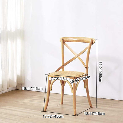 Traditional Farmhouse Square Birch Wood Solid Wood Multi-Layer Solid Wood Panel Indonesian Rattan Backrest Dining Chair For Dining Room
