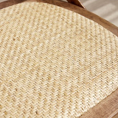Traditional Farmhouse Square Birch Wood Solid Wood Multi-Layer Solid Wood Panel Indonesian Rattan Backrest Dining Chair For Dining Room