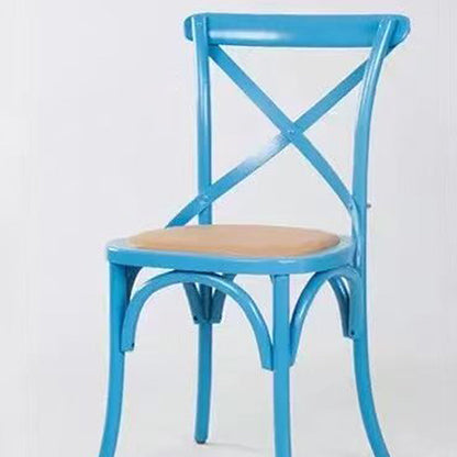 Traditional Farmhouse Square Birch Wood Solid Wood Multi-Layer Solid Wood Panel Indonesian Rattan Backrest Dining Chair For Dining Room