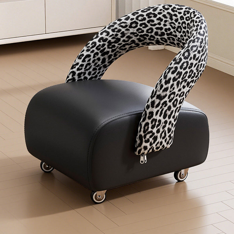 Modern Minimalist Square Multi-Layer Solid Wood Panel High-Quality Faux Leather Backrest Low Stool For Living Room