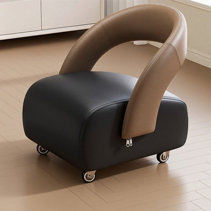 Modern Minimalist Square Multi-Layer Solid Wood Panel High-Quality Faux Leather Backrest Low Stool For Living Room