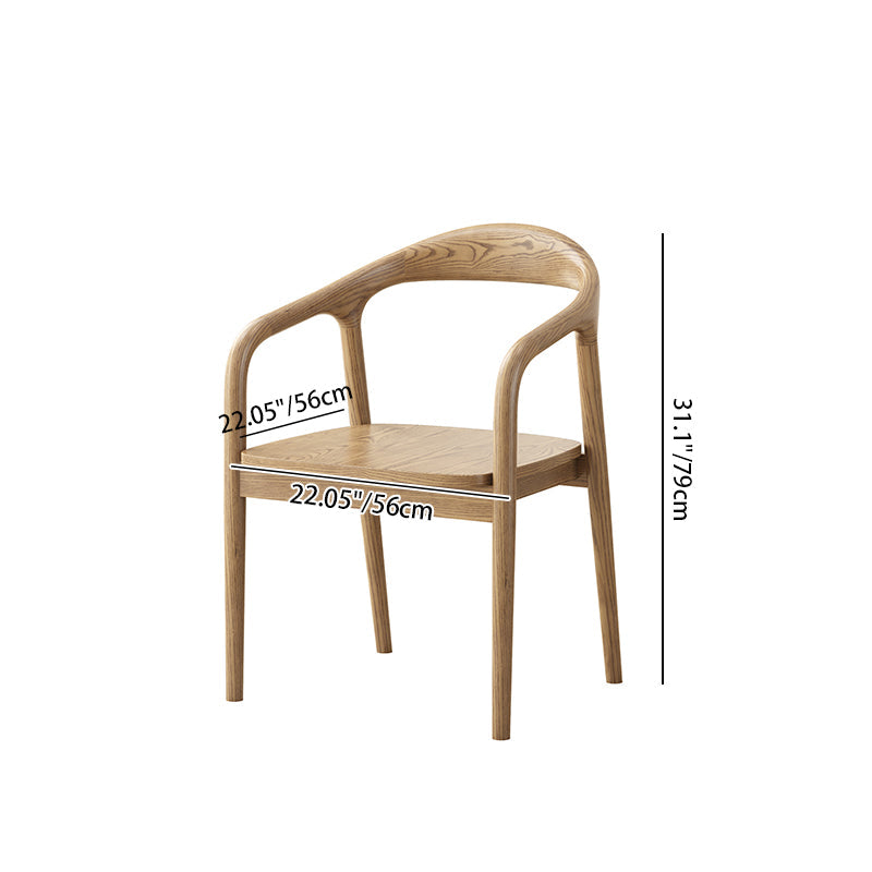 North American White Ash - Contemporary Scandinavian Solid Wood Dining Chair: Minimalist Square Profile - Backrest & Armrest Dining Chair For Dining Room