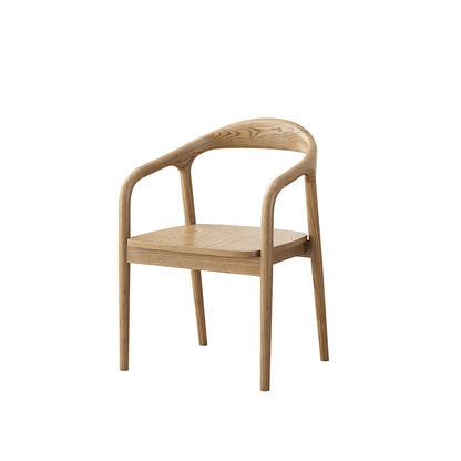 North American White Ash - Contemporary Scandinavian Solid Wood Dining Chair: Minimalist Square Profile - Backrest & Armrest Dining Chair For Dining Room