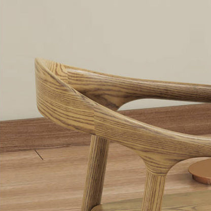 North American White Ash - Contemporary Scandinavian Solid Wood Dining Chair: Minimalist Square Profile - Backrest & Armrest Dining Chair For Dining Room