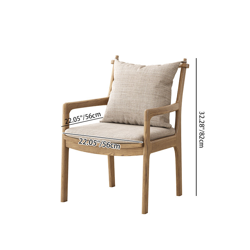 North American White Ash - Contemporary Scandinavian Solid Wood Chair: Sturdy Armrest & Backrest Dining Chair For Dining Room