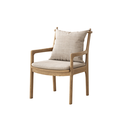 North American White Ash - Contemporary Scandinavian Solid Wood Chair: Sturdy Armrest & Backrest Dining Chair For Dining Room