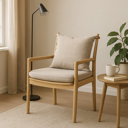 North American White Ash - Contemporary Scandinavian Solid Wood Chair: Sturdy Armrest & Backrest Dining Chair For Dining Room