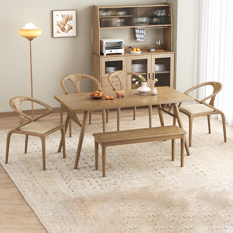 North American White Ash - Contemporary Scandinavian Solid Wood Chair: Microfiber Leather Comfort Seat Cushion - Integrated Armrest And Backrest Dining Chair For Dining Room