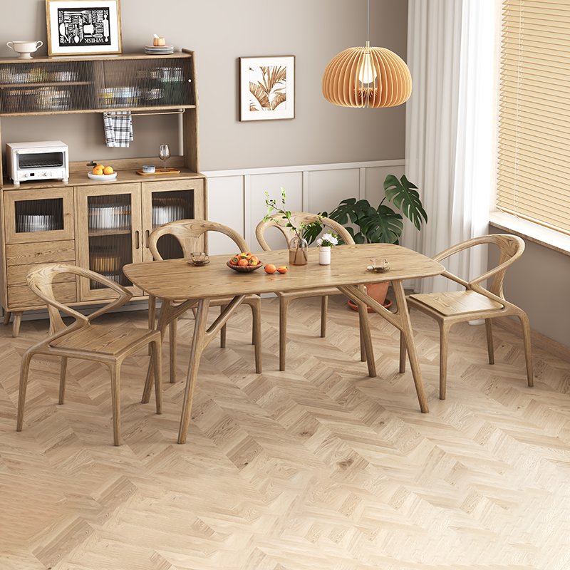 North American White Ash - Contemporary Scandinavian Solid Wood Chair: Microfiber Leather Comfort Seat Cushion - Integrated Armrest And Backrest Dining Chair For Dining Room