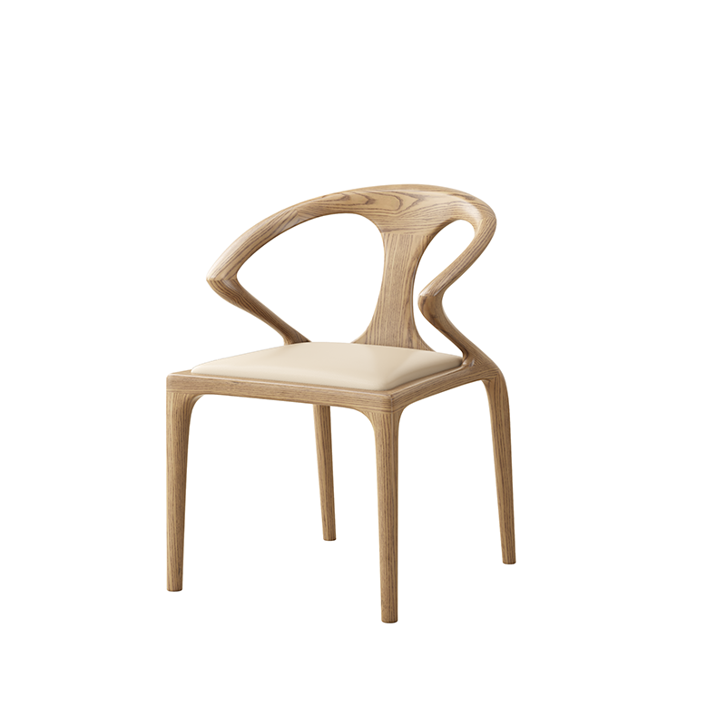 North American White Ash - Contemporary Scandinavian Solid Wood Chair: Microfiber Leather Comfort Seat Cushion - Integrated Armrest And Backrest Dining Chair For Dining Room
