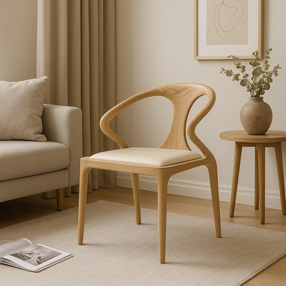 North American White Ash - Contemporary Scandinavian Solid Wood Chair: Microfiber Leather Comfort Seat Cushion - Integrated Armrest And Backrest Dining Chair For Dining Room