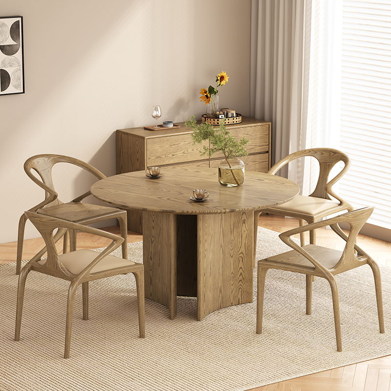 North American White Ash - Contemporary Scandinavian Solid Wood Chair: Microfiber Leather Comfort Seat Cushion - Integrated Armrest And Backrest Dining Chair For Dining Room