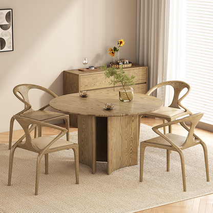 North American White Ash - Contemporary Scandinavian Solid Wood Chair: Microfiber Leather Comfort Seat Cushion - Integrated Armrest And Backrest Dining Chair For Dining Room