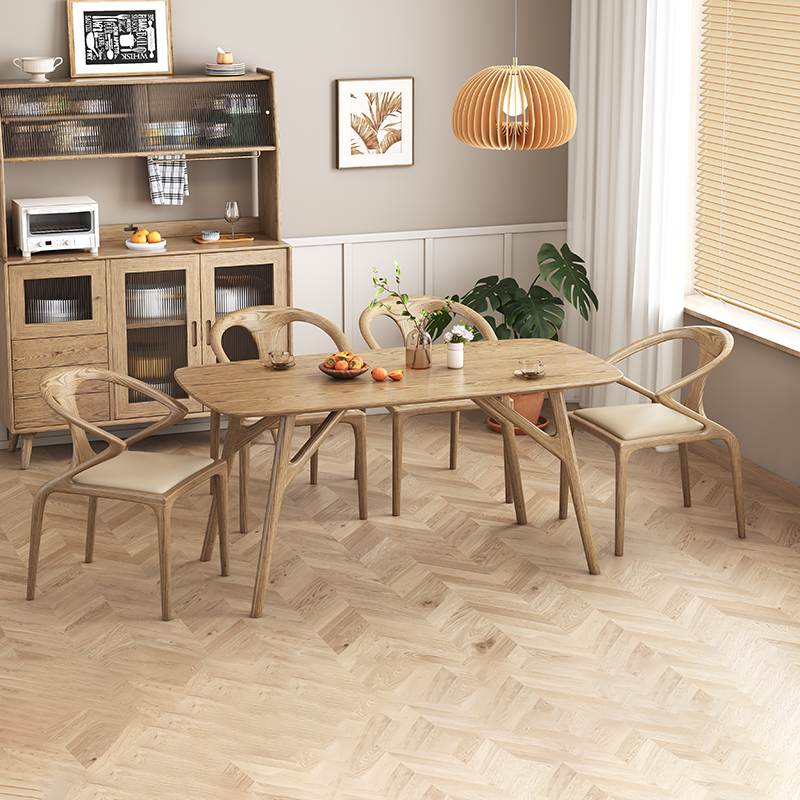 North American White Ash - Contemporary Scandinavian Solid Wood Chair: Microfiber Leather Comfort Seat Cushion - Integrated Armrest And Backrest Dining Chair For Dining Room