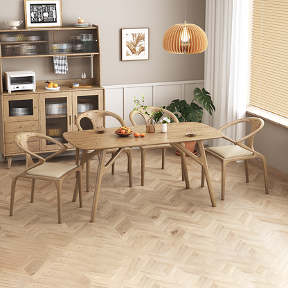 North American White Ash - Contemporary Scandinavian Solid Wood Chair: Microfiber Leather Comfort Seat Cushion - Integrated Armrest And Backrest Dining Chair For Dining Room