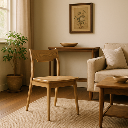North American White Ash - Contemporary Scandinavian Solid Wood Chair: Ergonomic Slightly Reclined Backrest Dining Chair For Dining Room